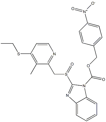 2-[[(4-エチルチオ-3-メチル-2-ピリジニル)メチル]スルフィニル]-1H-ベンゾイミダゾール-1-カルボン酸4-ニトロベンジル 化学構造式