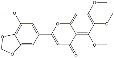 2-(7-メトキシ-1,3-ベンゾジオキソール-5-イル)-5,6,7-トリメトキシクロモン 化学構造式