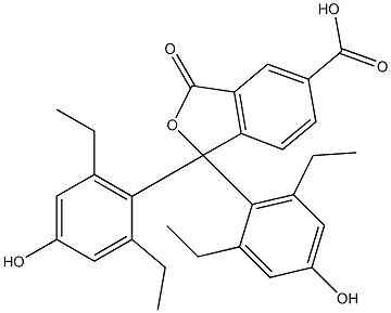 1,1-Bis(2,6-diethyl-4-hydroxyphenyl)-1,3-dihydro-3-oxoisobenzofuran-5-carboxylic acid,,结构式