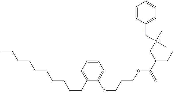 N,N-ジメチル-N-ベンジル-N-[2-[[3-(2-デシルフェニルオキシ)プロピル]オキシカルボニル]ブチル]アミニウム 化学構造式