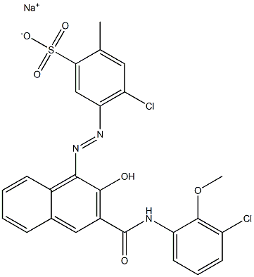 4-Chloro-2-methyl-5-[[3-[[(3-chloro-2-methoxyphenyl)amino]carbonyl]-2-hydroxy-1-naphtyl]azo]benzenesulfonic acid sodium salt Structure