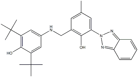 2-[2-ヒドロキシ-5-メチル-3-[(3,5-ジ-tert-ブチル-4-ヒドロキシアニリノ)メチル]フェニル]-2H-ベンゾトリアゾール 化学構造式