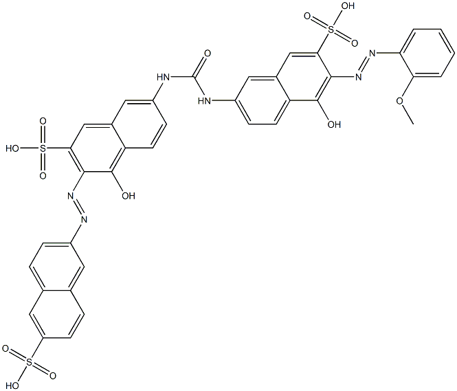 4-Hydroxy-7-[[[[5-hydroxy-6-[(2-methoxyphenyl)azo]-7-sulfonaphthalen-2-yl]amino]carbonyl]amino]-3-[(6-sulfonaphthalen-2-yl)azo]-2-naphthalenesulfonic acid Struktur