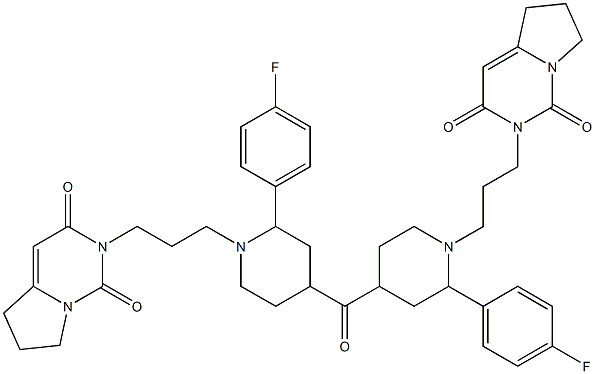 4-フルオロフェニル[1-[3-[(1,2,3,5,6,7-ヘキサヒドロ-1,3-ジオキソピロロ[1,2-c]ピリミジン)-2-イル]プロピル]ピペリジン-4-イル]ケトン 化学構造式