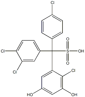 (4-Chlorophenyl)(3,4-dichlorophenyl)(2-chloro-3,5-dihydroxyphenyl)methanesulfonic acid Structure