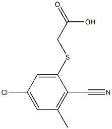 (5-クロロ-2-シアノ-3-メチルフェニルチオ)酢酸 化学構造式