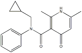 1-シクロプロピルメチル-1,4-ジヒドロ-2,6-ジメチル-N-フェニル-4-オキソピリジン-3-カルボアミド 化学構造式
