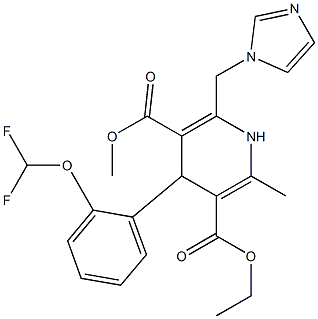 6-(1H-Imidazol-1-ylmethyl)-4-(2-(difluoromethoxy)phenyl)-2-methyl-1,4-dihydropyridine-3,5-dicarboxylic acid 3-ethyl 5-methyl ester,,结构式