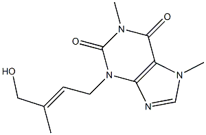 1,7-Dimethyl-3-[(E)-4-hydroxy-3-methyl-2-butenyl]xanthine Struktur