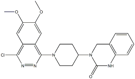 1-[4-[(1,2,3,4-テトラヒドロ-2-オキソキナゾリン)-3-イル]ピペリジノ]-4-クロロ-6,7-ジメトキシフタラジン 化学構造式