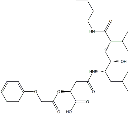 (2S,4S,5S)-5-[[(3S)-3-Carboxy-3-(phenoxyacetyloxy)propanoyl]amino]-4-hydroxy-2-isopropyl-7-methyl-N-[(2S)-2-methylbutyl]octanamide 结构式