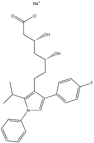 (3R,5R)-3,5-Dihydroxy-7-[2-isopropyl-1-phenyl-4-(4-fluorophenyl)-1H-pyrrol-3-yl]heptanoic acid sodium salt 结构式