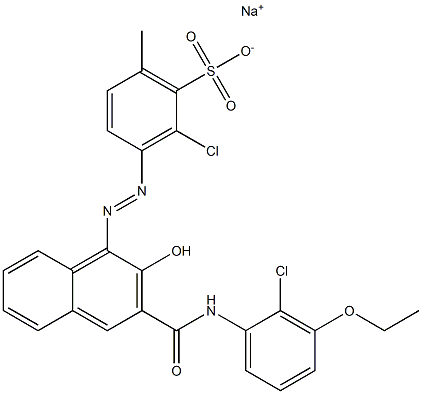 2-Chloro-6-methyl-3-[[3-[[(2-chloro-3-ethoxyphenyl)amino]carbonyl]-2-hydroxy-1-naphtyl]azo]benzenesulfonic acid sodium salt Structure