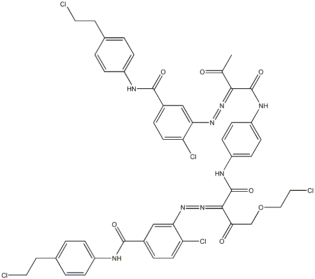 3,3'-[2-[(2-Chloroethyl)oxy]-1,4-phenylenebis[iminocarbonyl(acetylmethylene)azo]]bis[N-[4-(2-chloroethyl)phenyl]-4-chlorobenzamide],,结构式