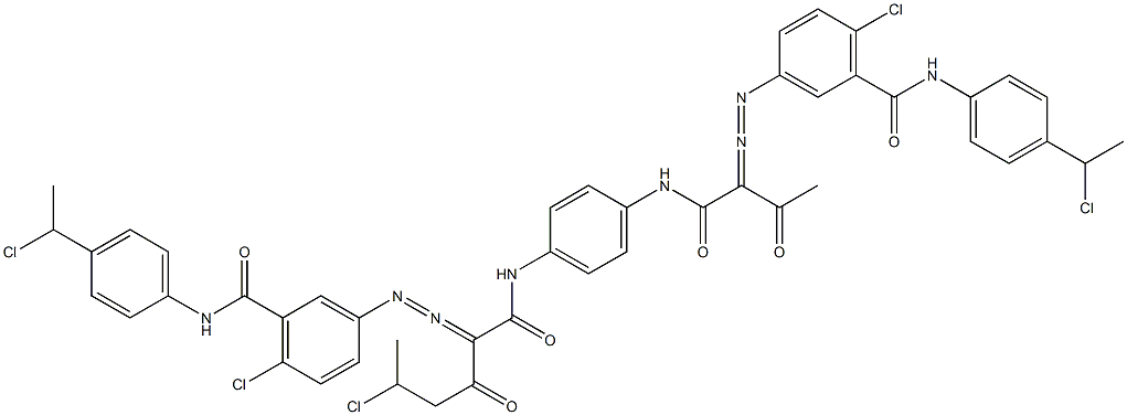 3,3'-[2-(1-Chloroethyl)-1,4-phenylenebis[iminocarbonyl(acetylmethylene)azo]]bis[N-[4-(1-chloroethyl)phenyl]-6-chlorobenzamide] Structure