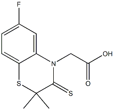 6-Fluoro-2,2-dimethyl-2,3-dihydro-3-thioxo-4H-1,4-benzothiazine-4-acetic acid,,结构式