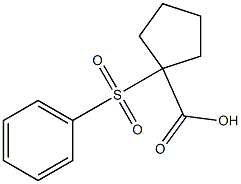 1-フェニルスルホニルシクロペンタン-1-カルボン酸 化学構造式