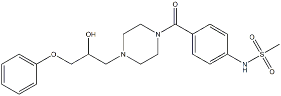1-[4-(メチルスルホニルアミノ)ベンゾイル]-4-[2-ヒドロキシ-3-フェノキシプロピル]ピペラジン 化学構造式