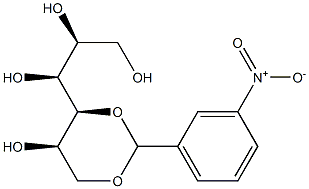 1-O,3-O-(3-ニトロベンジリデン)-L-グルシトール 化学構造式