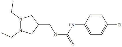 4-クロロフェニルカルバミド酸1,2-ジエチルピラゾリジン-4-イルメチル 化学構造式