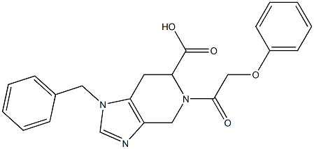 1-ベンジル-4,5,6,7-テトラヒドロ-5-フェノキシアセチル-1H-イミダゾ[4,5-c]ピリジン-6-カルボン酸 化学構造式
