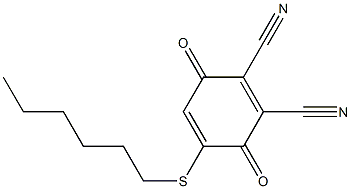 5-ヘキシルチオ-2,3-ジシアノ-1,4-ベンゾキノン 化学構造式