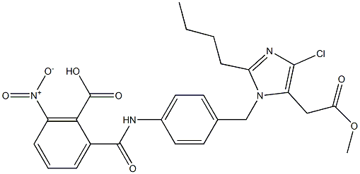 2-Butyl-4-chloro-1-[4-[2-(hydroxycarbonyl)-3-nitrobenzoylamino]benzyl]-1H-imidazole-5-acetic acid methyl ester 结构式