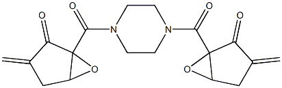 2,2'-(Piperazine-1,4-diyl)dicarbonylbis(2,3-epoxy-5-methylene-1-cyclopentanone) 结构式