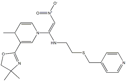 N-[2-Nitro-1-[[4-methyl-3-(4,4-dimethyl-2-oxazolin-2-yl)-1,4-dihydropyridin]-1-yl]ethenyl]-2-[(4-pyridinylmethyl)thio]ethanamine Structure