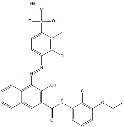 3-Chloro-2-ethyl-4-[[3-[[(2-chloro-3-ethoxyphenyl)amino]carbonyl]-2-hydroxy-1-naphtyl]azo]benzenesulfonic acid sodium salt Structure