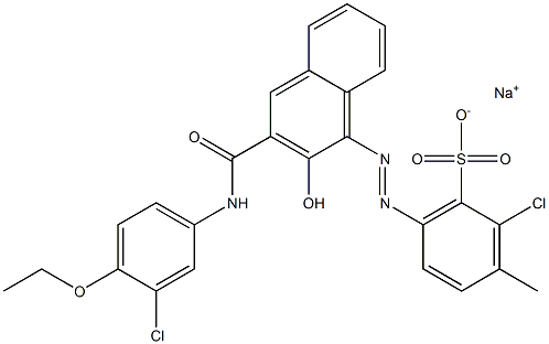 2-Chloro-3-methyl-6-[[3-[[(3-chloro-4-ethoxyphenyl)amino]carbonyl]-2-hydroxy-1-naphtyl]azo]benzenesulfonic acid sodium salt Structure