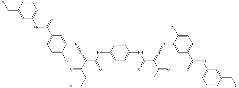 3,3'-[2-(Chloromethyl)-1,4-phenylenebis[iminocarbonyl(acetylmethylene)azo]]bis[N-[3-(chloromethyl)phenyl]-4-chlorobenzamide] Structure