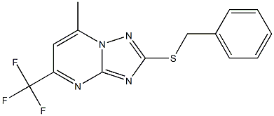 2-Benzylthio-5-trifluoromethyl-7-methyl[1,2,4]triazolo[1,5-a]pyrimidine Struktur