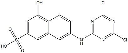 7-(4,6-ジクロロ-1,3,5-トリアジン-2-イルアミノ)-4-ヒドロキシ-2-ナフタレンスルホン酸 化学構造式