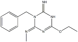 1-Benzyl-2-imino-4-ethoxy-6-(methylimino)-1,2,3,6-tetrahydro-1,3,5-triazine Struktur