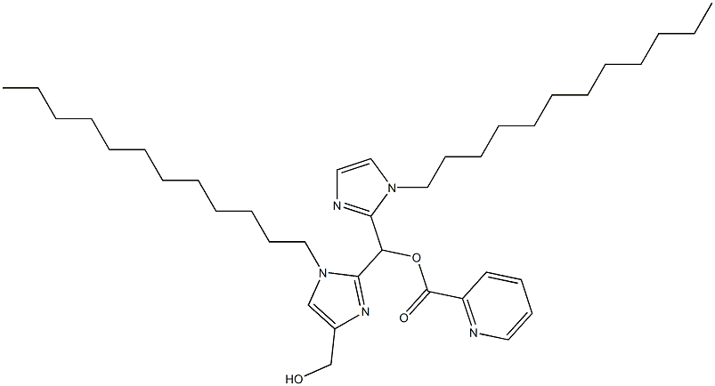 1-Dodecyl-2-[(1-dodecyl-1H-imidazol-2-yl)(2-pyridinylcarbonyloxy)methyl]-1H-imidazole-4-methanol 结构式