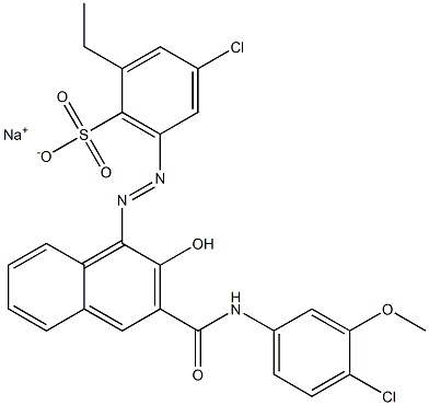 4-Chloro-2-ethyl-6-[[3-[[(4-chloro-3-methoxyphenyl)amino]carbonyl]-2-hydroxy-1-naphtyl]azo]benzenesulfonic acid sodium salt Structure