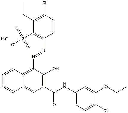 3-Chloro-2-ethyl-6-[[3-[[(4-chloro-3-ethoxyphenyl)amino]carbonyl]-2-hydroxy-1-naphtyl]azo]benzenesulfonic acid sodium salt,,结构式