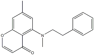7-メチル-5-[メチル(2-フェニルエチル)アミノ]-4H-1-ベンゾピラン-4-オン 化学構造式