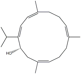 (1S,2E,4Z,8E,12E)-2-Isopropyl-5,9,13-trimethylcyclotetradeca-2,4,8,12-tetren-1-ol Structure