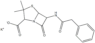 6-(Benzylcarbonylamino)-7-oxo-3,3-dimethyl-1-aza-4-thiabicyclo[3.2.0]heptane-2-carboxylic acid potassium salt Structure