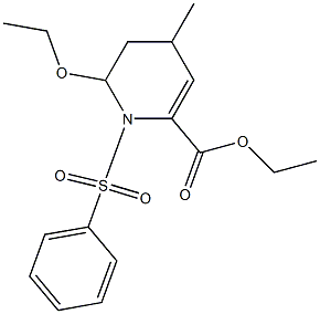 1,2,3,4-Tetrahydro-4-methyl-2-ethoxy-1-(phenylsulfonyl)pyridine-6-carboxylic acid ethyl ester Structure