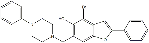 4-Bromo-2-phenyl-6-[(4-phenyl-1-piperazinyl)methyl]benzofuran-5-ol,,结构式