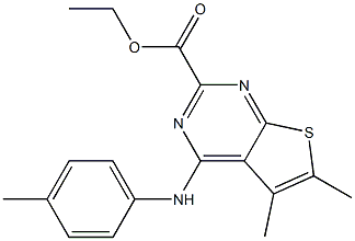 5,6-Dimethyl-4-(4-methylphenylamino)thieno[2,3-d]pyrimidine-2-carboxylic acid ethyl ester Struktur