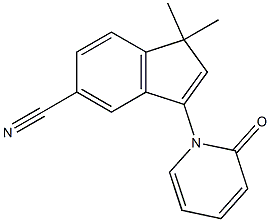 1,1-Dimethyl-3-[(1,2-dihydro-2-oxopyridin)-1-yl]-1H-indene-5-carbonitrile Struktur
