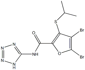 4,5-Dibromo-3-isopropylthio-N-(1H-tetrazol-5-yl)furan-2-carboxamide Struktur