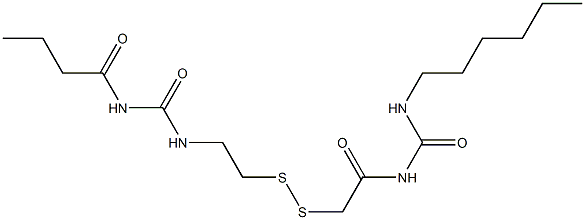 1-Butyryl-3-[2-[[(3-hexylureido)carbonylmethyl]dithio]ethyl]urea Structure