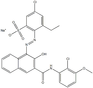 3-Chloro-5-ethyl-6-[[3-[[(2-chloro-3-methoxyphenyl)amino]carbonyl]-2-hydroxy-1-naphtyl]azo]benzenesulfonic acid sodium salt Structure