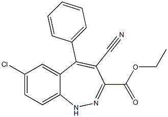 7-Chloro-5-phenyl-4-cyano-1H-1,2-benzodiazepine-3-carboxylic acid ethyl ester Structure