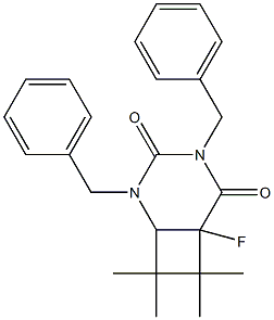 6-Fluoro-2,4-dibenzyl-7,7,8,8-tetramethyl-2,4-diazabicyclo[4.2.0]octane-3,5-dione 结构式